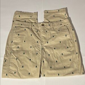 J. Crew High-Rise Girlfriend Chino Christmas Tree Holiday Pants sz 6 Khaki